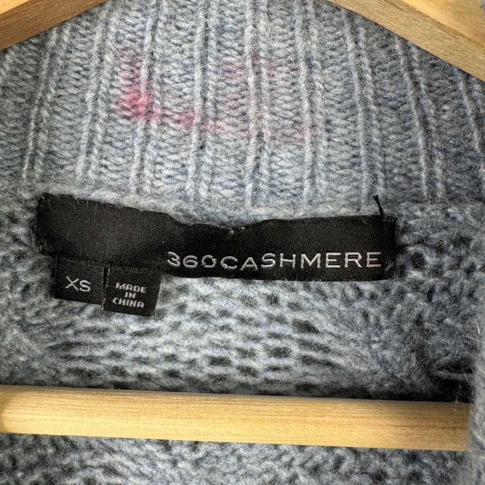 360 Cashmere Women XS Gray Diamond Cable Knit Mock Neck Sweater 100% Cashmere - Picture 4 of 7